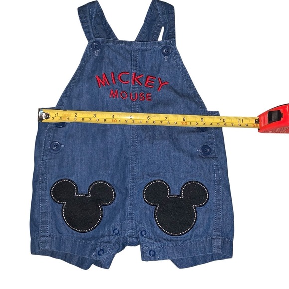 Disney Store Baby 3-6 Mo Mickey Mouse Embroidered Mickey Ears Overalls Shorts - Picture 2 of 7